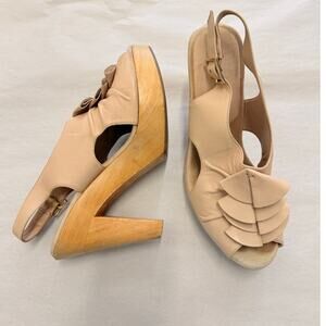 Loeffler Randall Aspen Platform Slingback Heels Peep Toe Nude $595 8